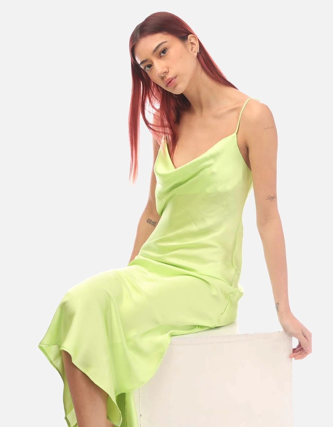 C_Disos Cowl Neck Satin Slip Dress