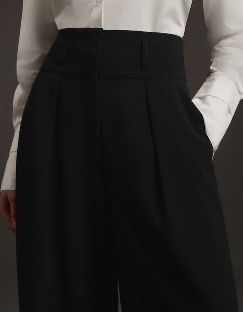 Compact Stretch Essential Tailored High Waist Wide Leg Trouser