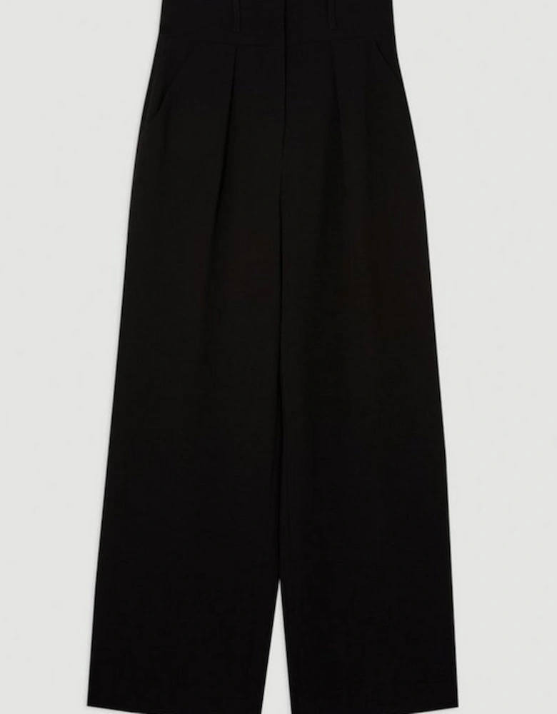 Compact Stretch Essential Tailored High Waist Wide Leg Trouser