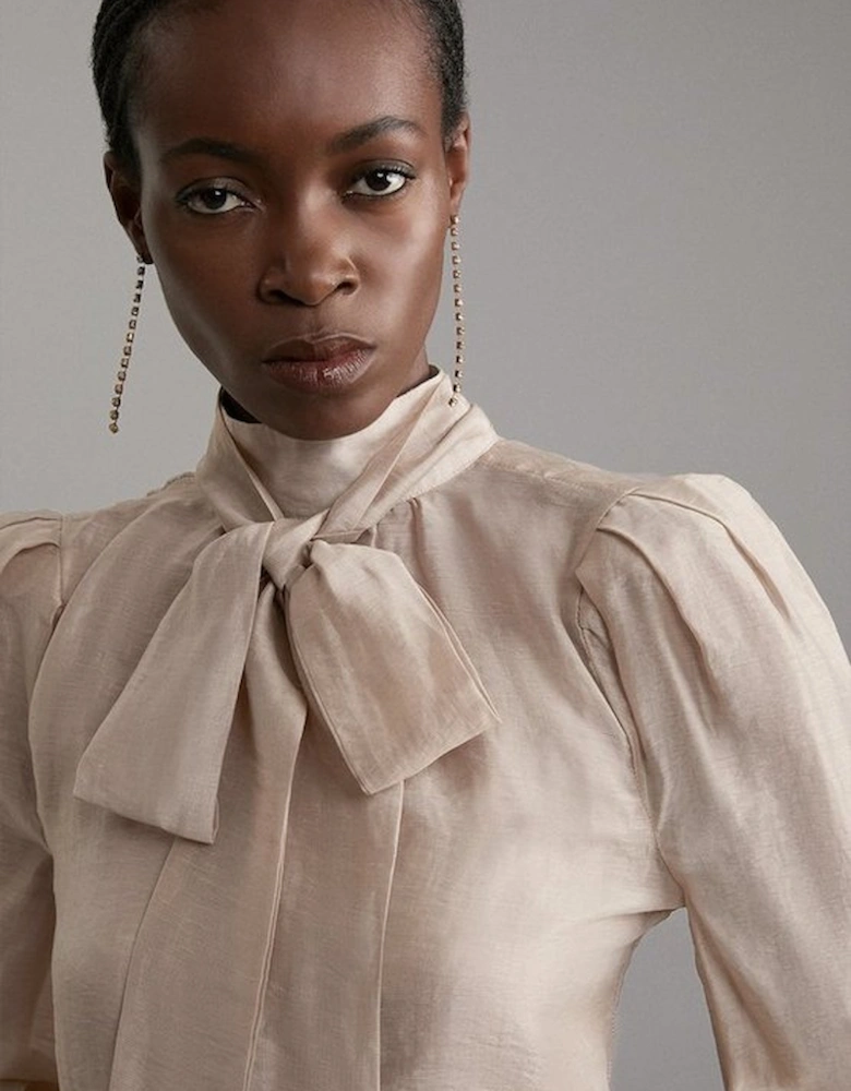 Organdie Woven Pussybow Blouse