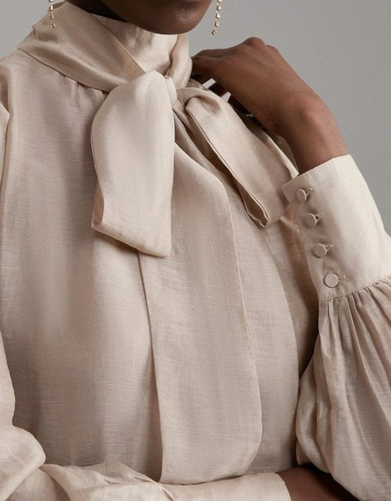 Organdie Woven Pussybow Blouse