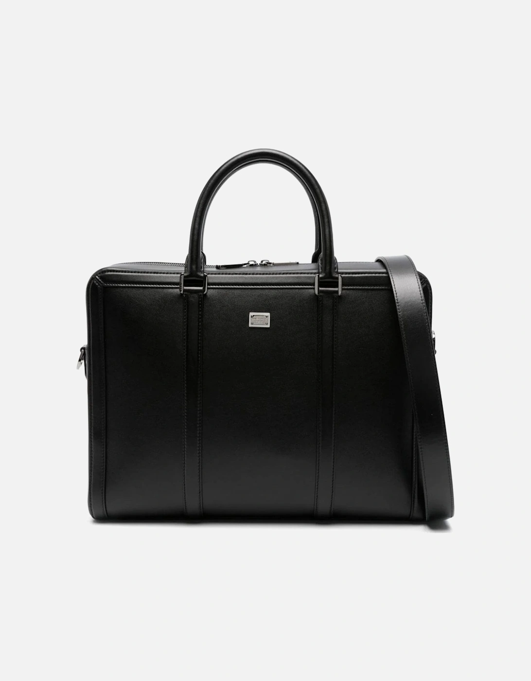 Plaque Leather Briefcase Black, 5 of 4