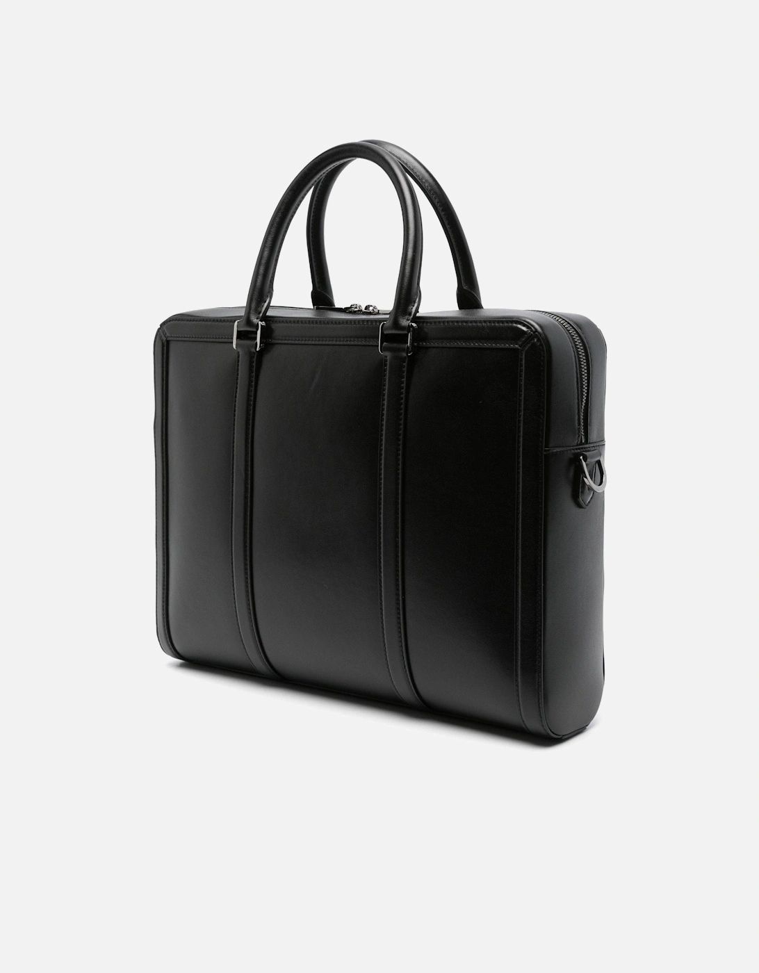 Plaque Leather Briefcase Black