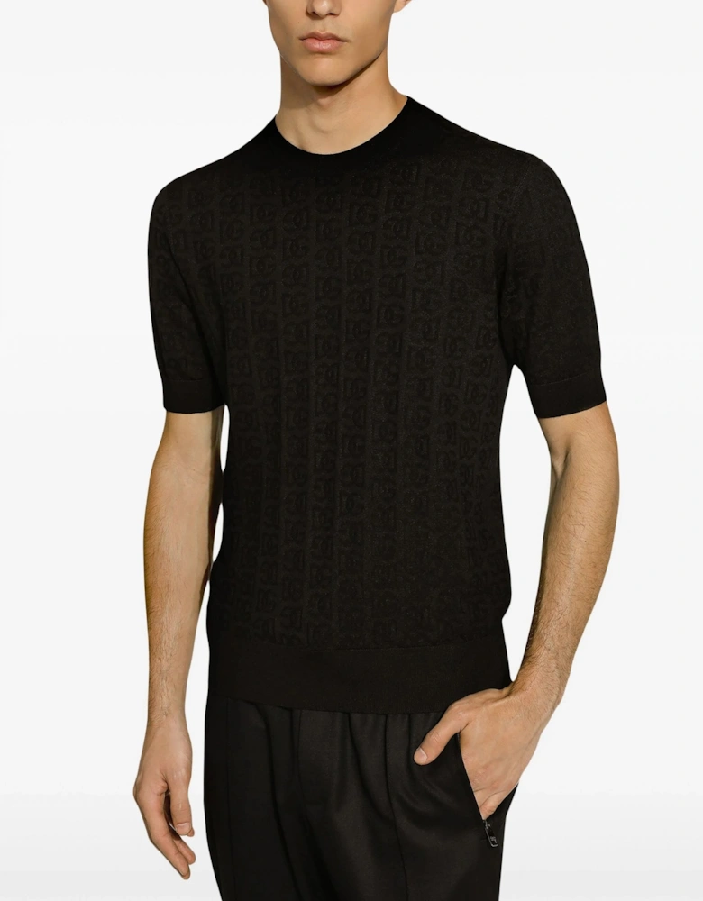 Knitted Short Sleeve Sweater Black