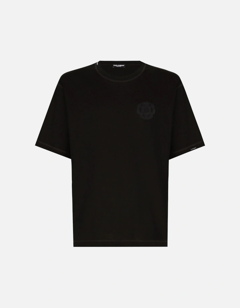 Branded Over Fit Cotton T-shirt Black