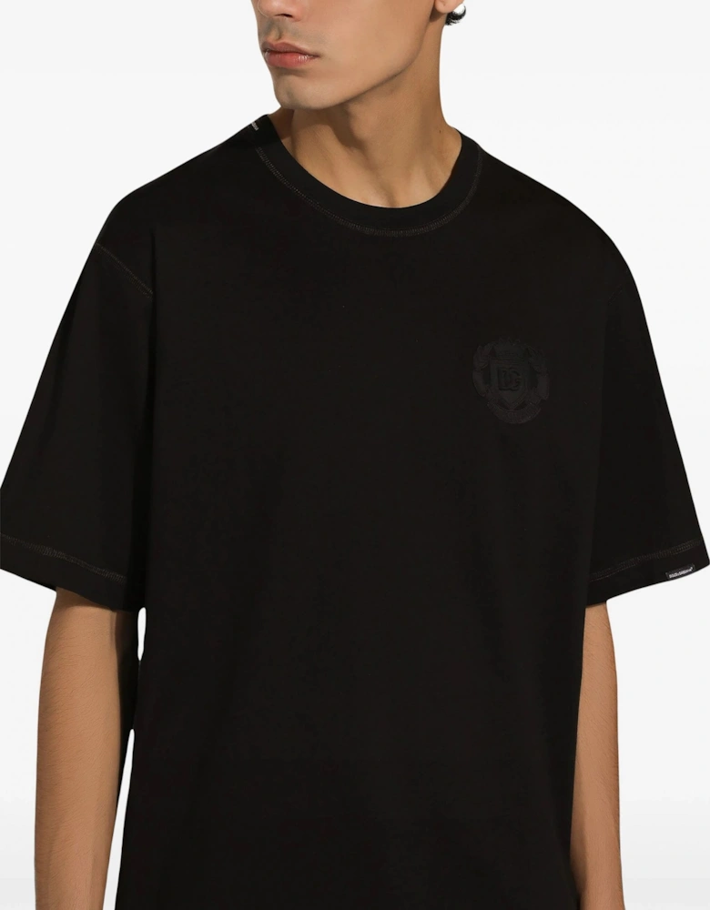 Branded Over Fit Cotton T-shirt Black