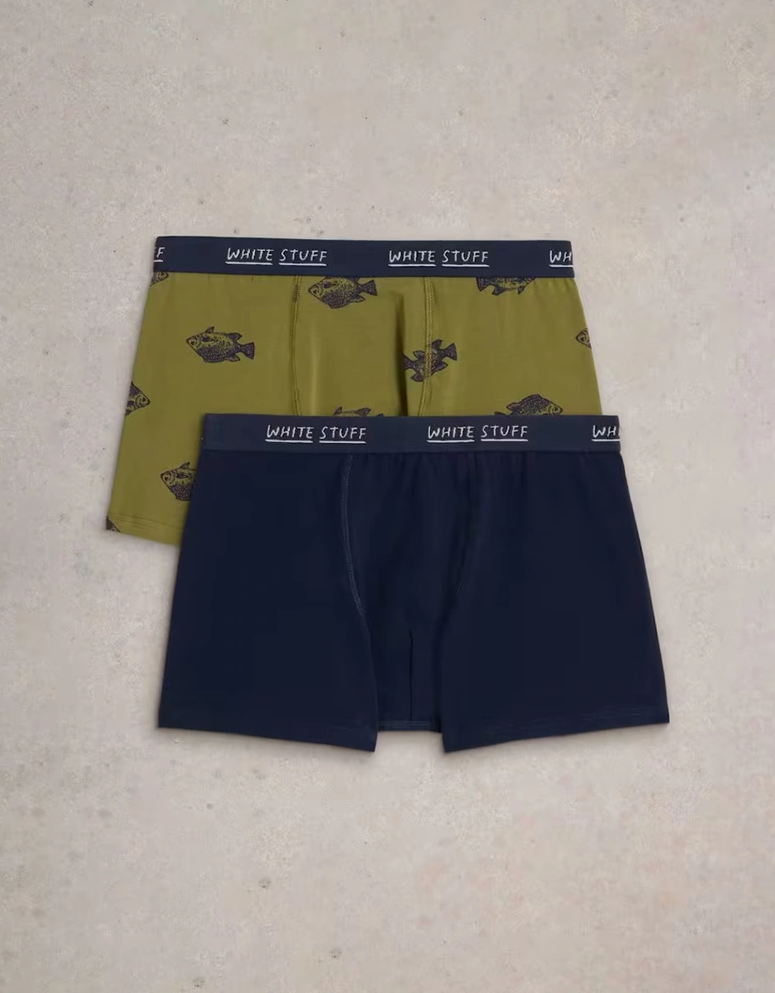 Men's 2 Pack Boxers - Plain & Print Green Multi