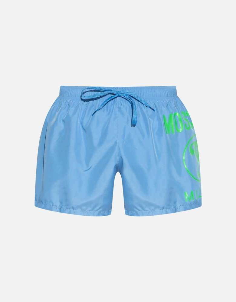 Large Milano Logo Light Blue Short Swim Shorts