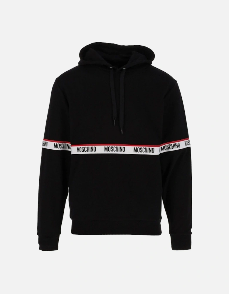 Branded Taped Chest Black Hoodie