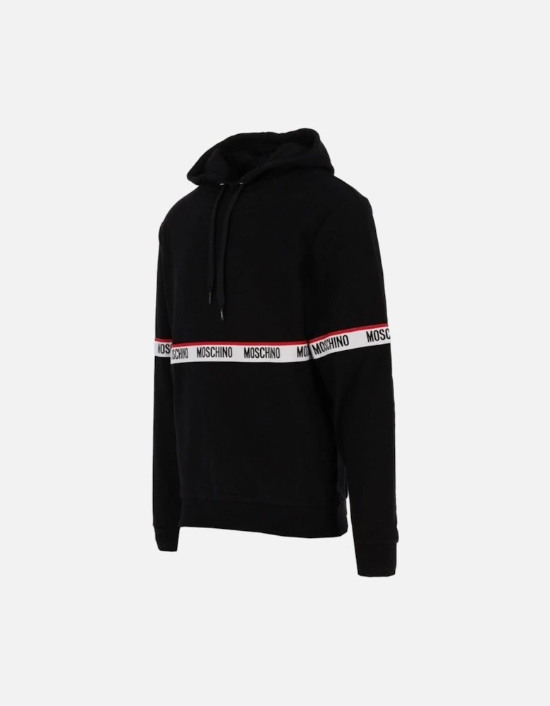 Branded Taped Chest Black Hoodie