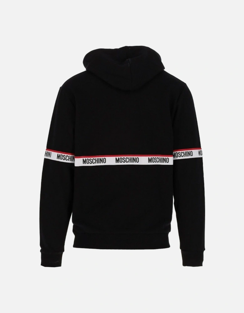 Branded Taped Chest Black Hoodie