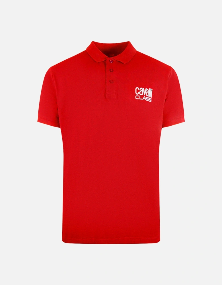 Cavalli Class Bold Logo Red Polo Shirt