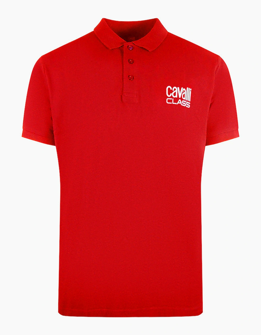 Men's Cavalli Class Bold Logo Red Polo Shirt - Size: 44