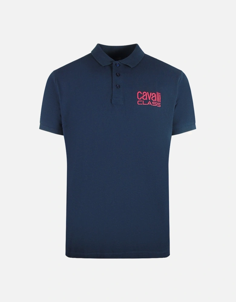 Cavalli Class Bold Logo Navy Blue Polo Shirt