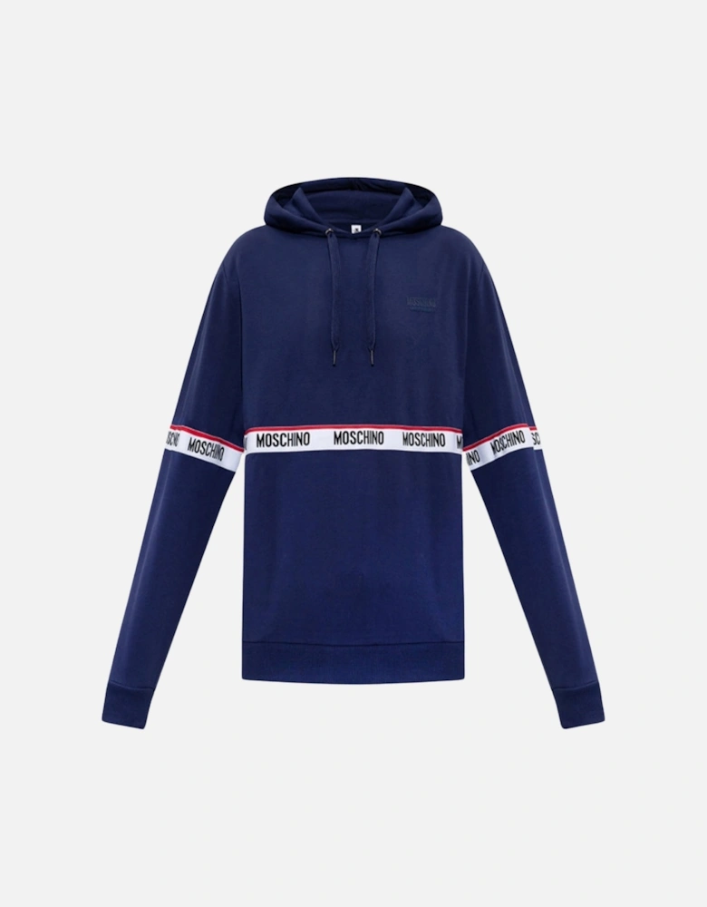 Branded Taped Chest Navy Blue Hoodie