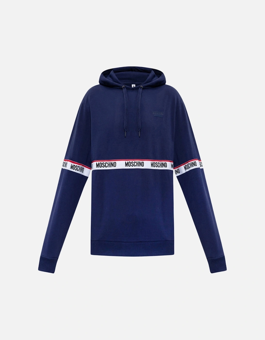 Branded Taped Chest Navy Blue Hoodie, 3 of 2