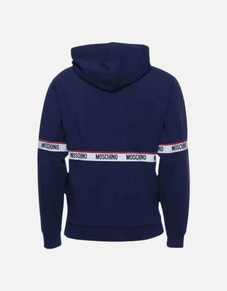 Branded Taped Chest Navy Blue Hoodie