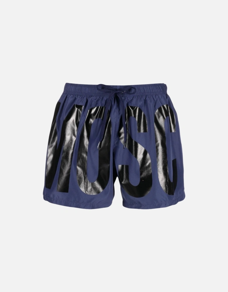 Brand Print Logo Navy Blue Short Swim Shorts