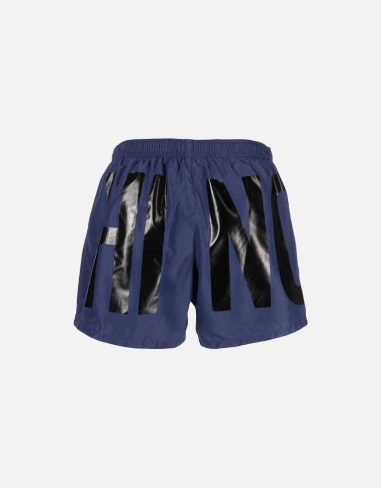 Brand Print Logo Navy Blue Short Swim Shorts