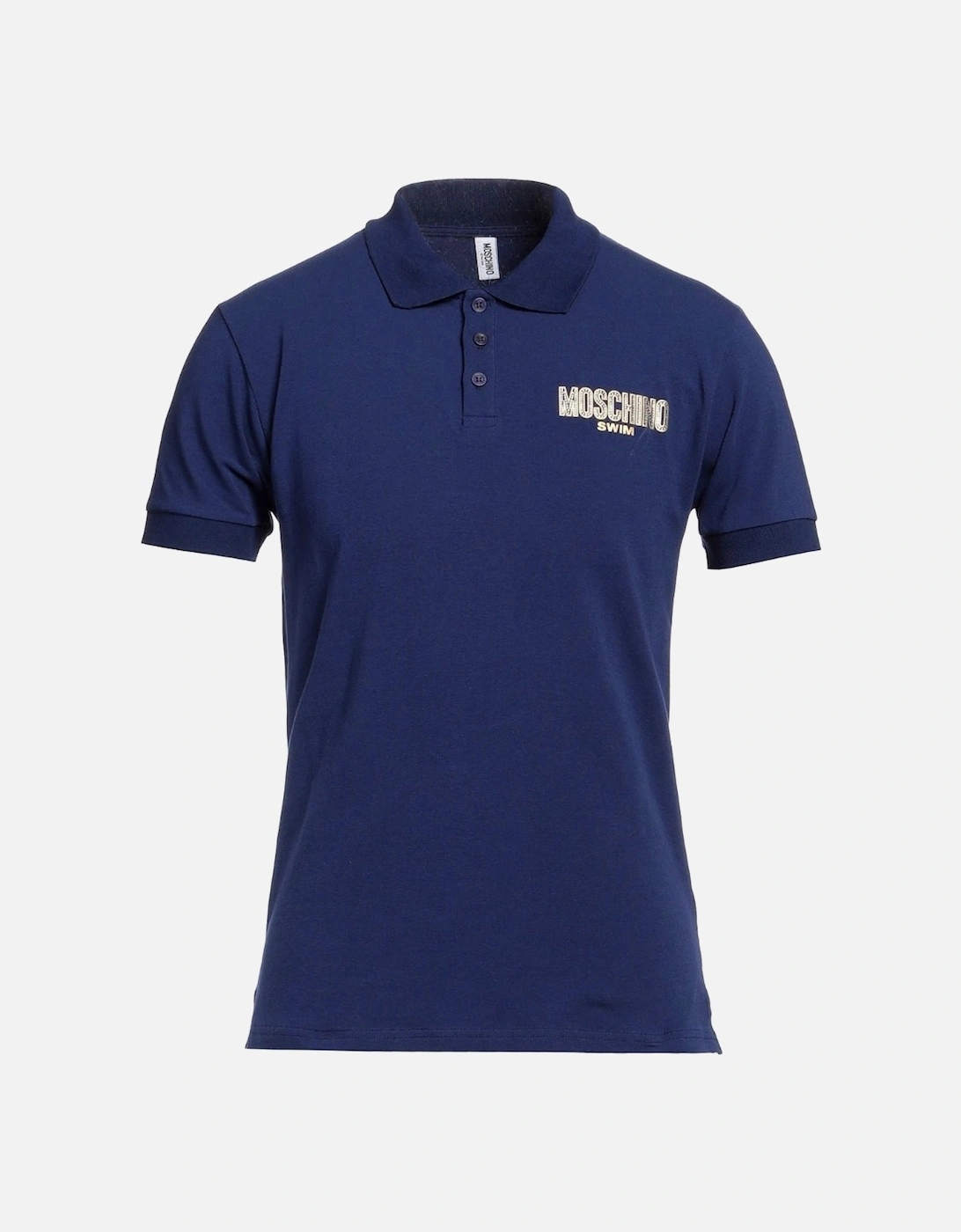 Swim Logo Navy Blue Polo Shirt, 3 of 2