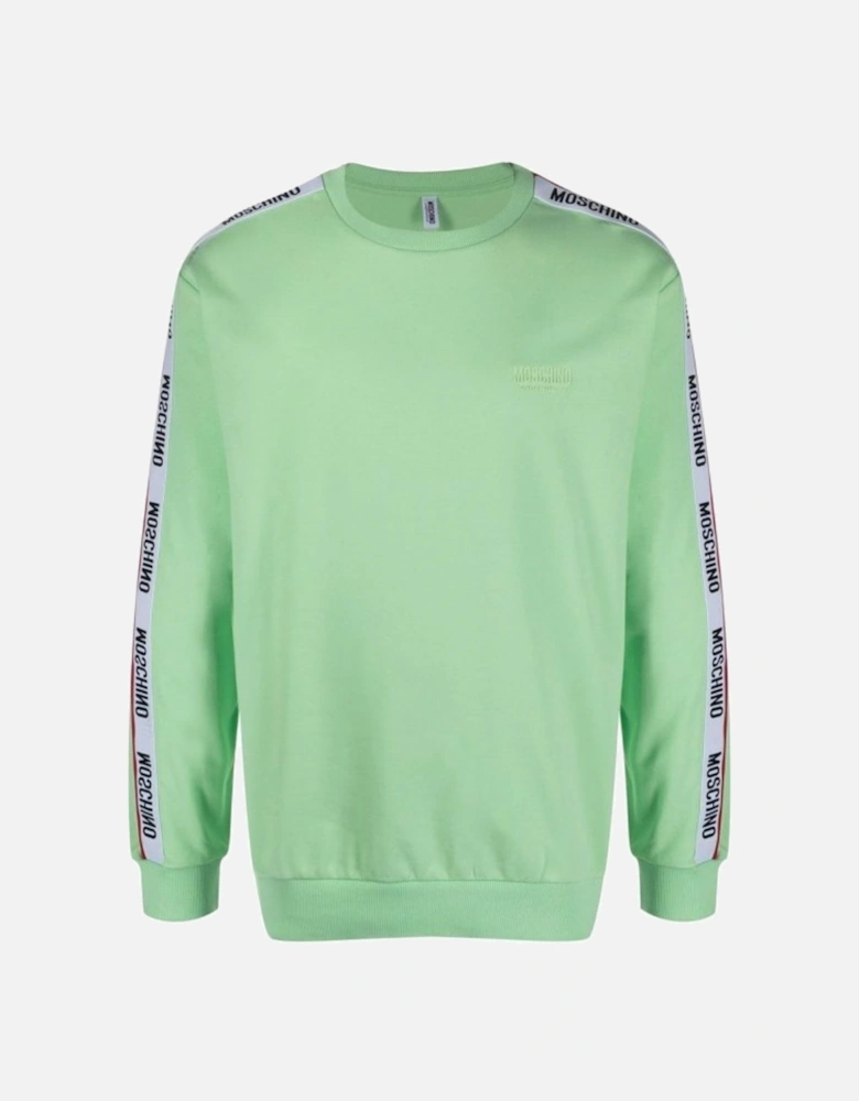 Taped Sleeve Green Sweatshirt