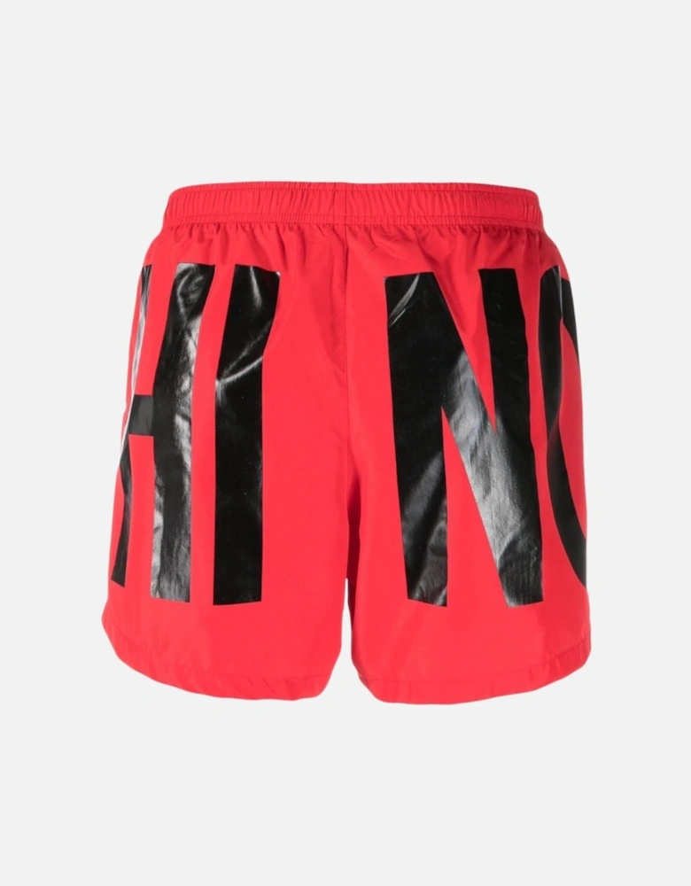 Brand Print Logo Red Short Swim Shorts