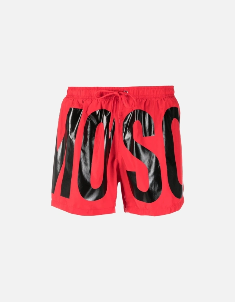 Brand Print Logo Red Short Swim Shorts