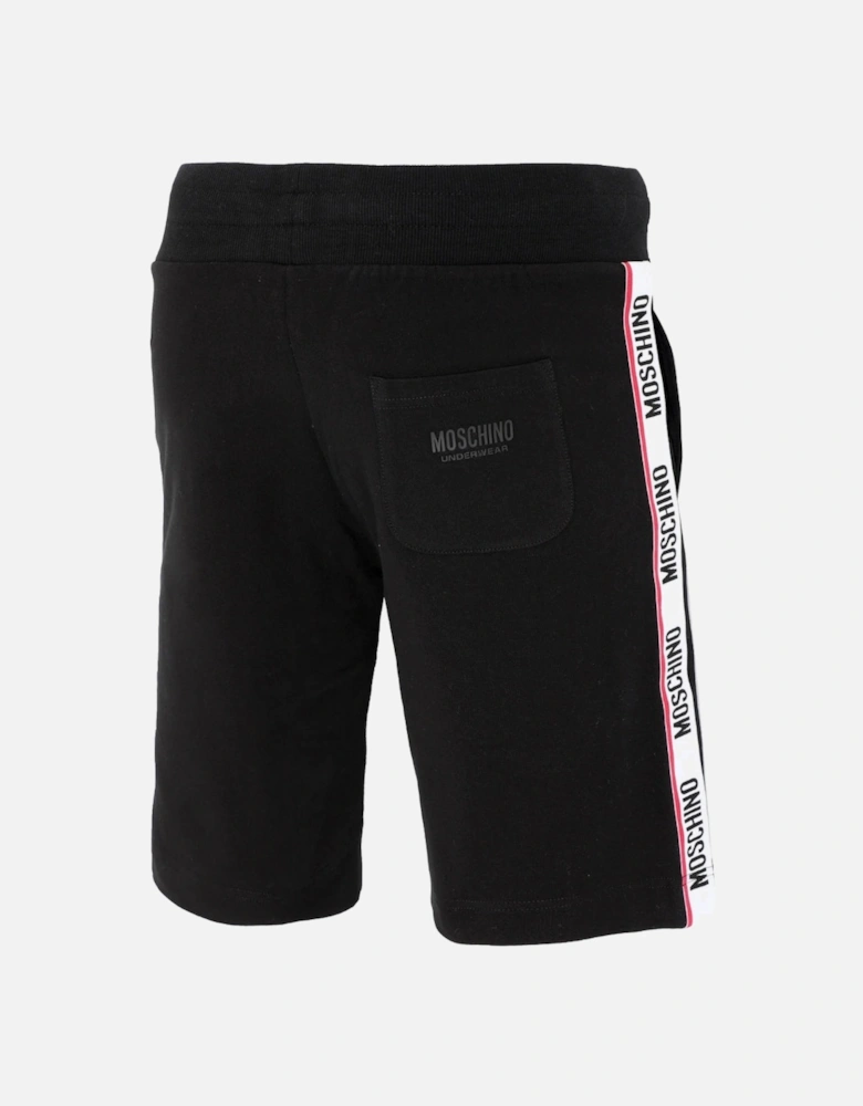 Branded Tape Legs Black Shorts