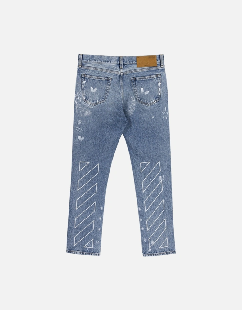 Diag Outline Print Vintage Blue Jeans