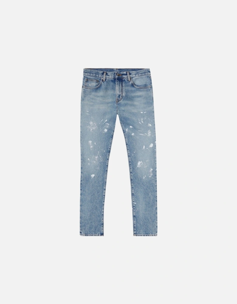 Diag Outline Print Vintage Blue Jeans