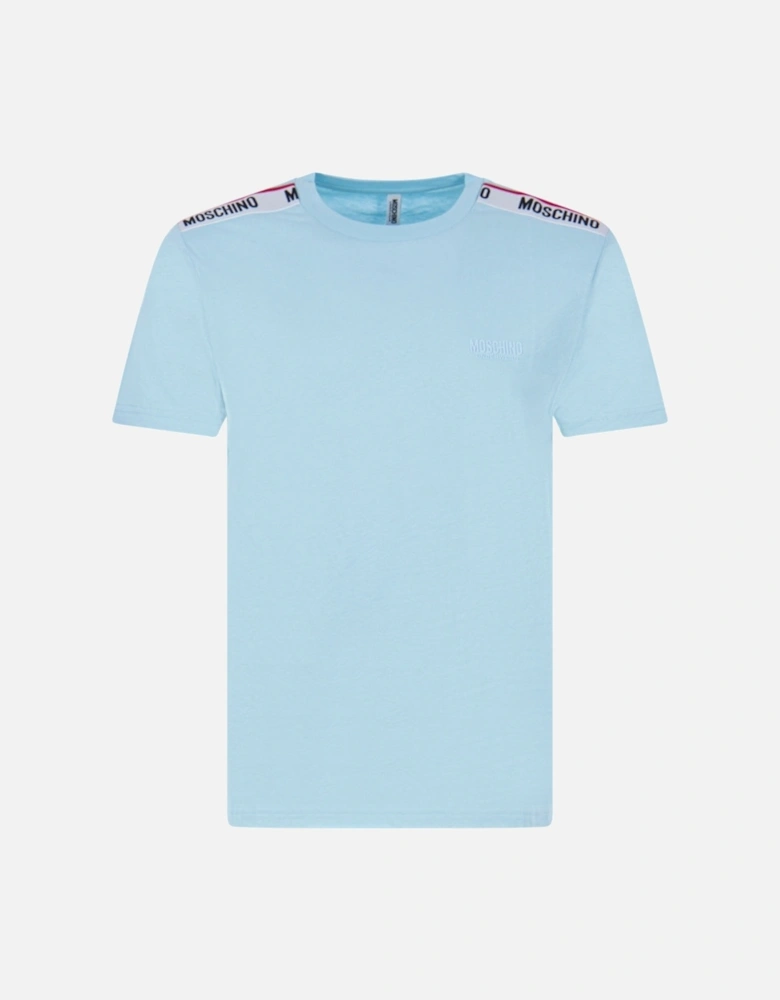 Branded Taped Shoulder Logo Light Blue T-Shirt