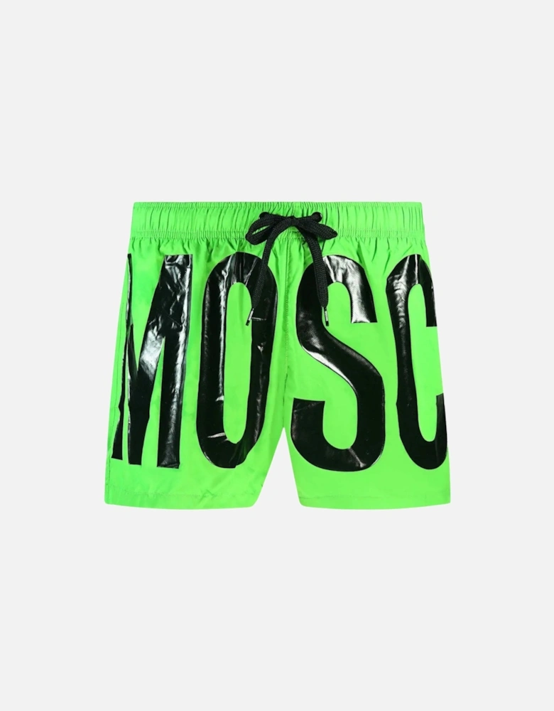 Brand Print Logo Bright Green Short Swim Shorts