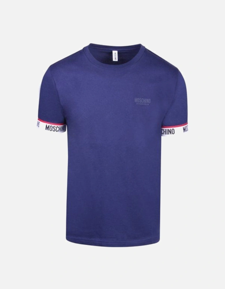 Taped Sleeve Logo Navy Blue T-Shirt