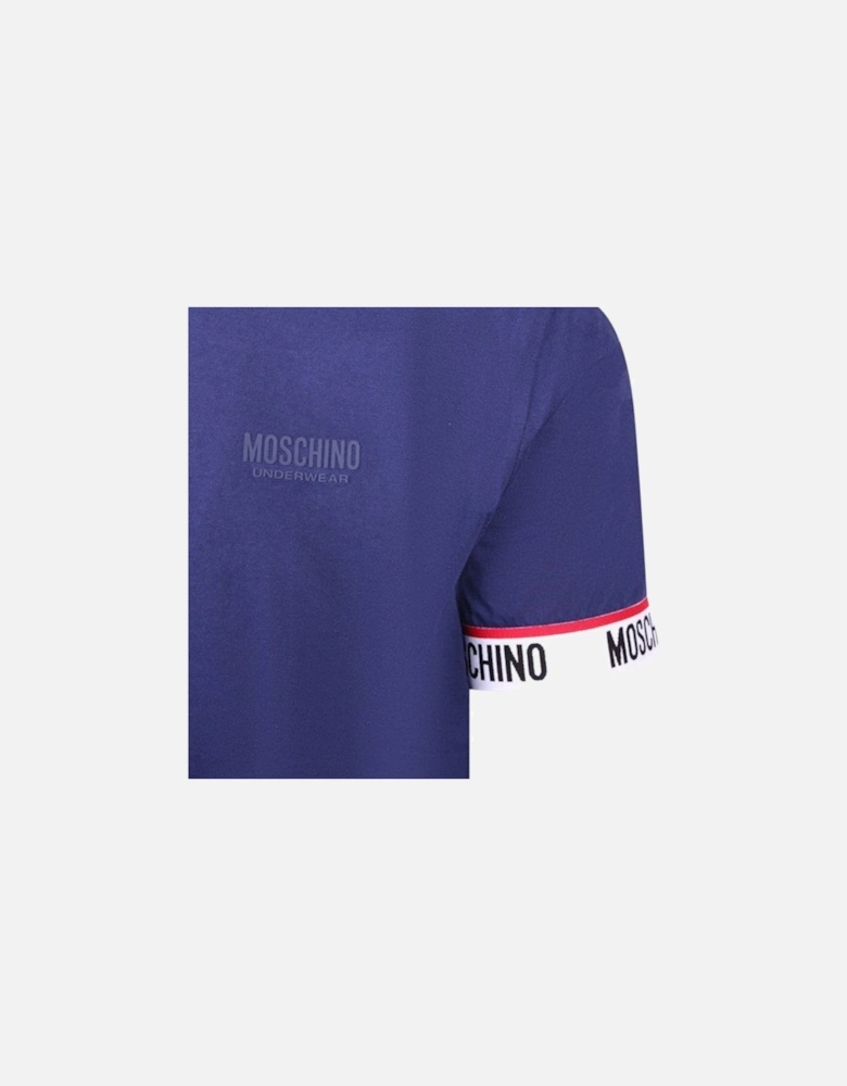 Taped Sleeve Logo Navy Blue T-Shirt