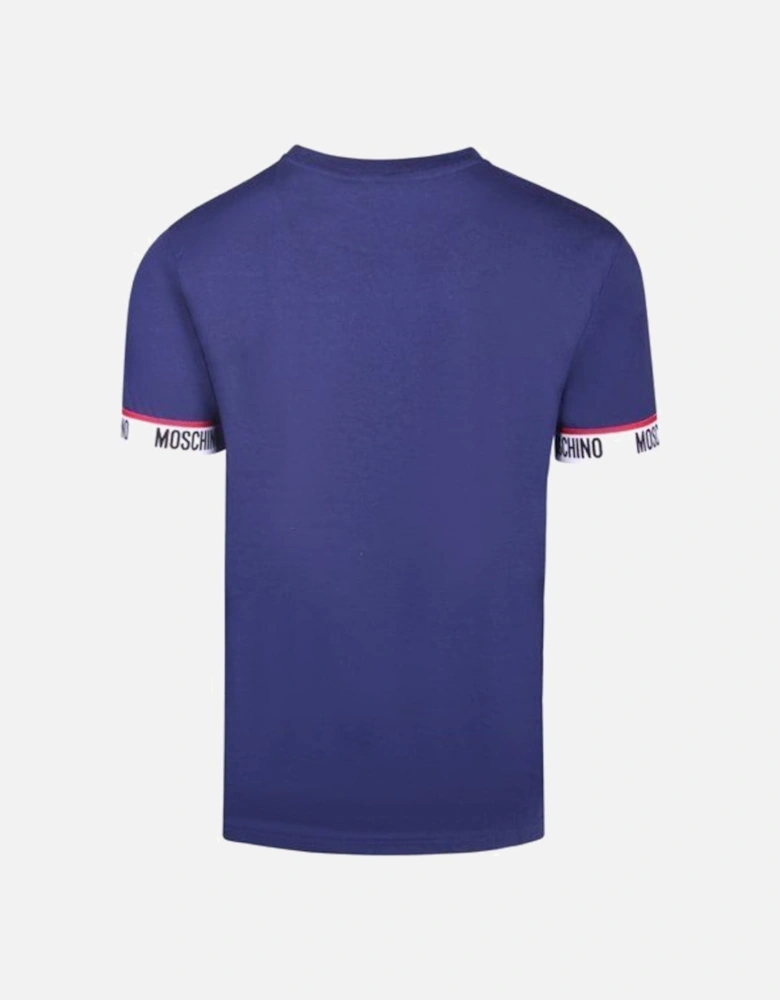 Taped Sleeve Logo Navy Blue T-Shirt