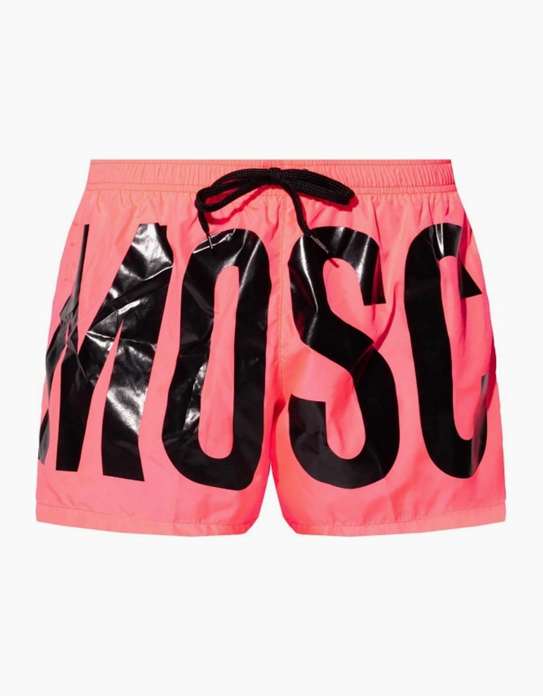 Men's Moschino Brand Print Logo Bright Pink Short Swim Shorts - Size: 33/32/32