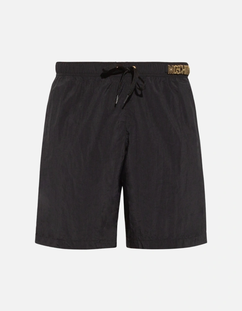 Metal Logo Black Long Swim Shorts