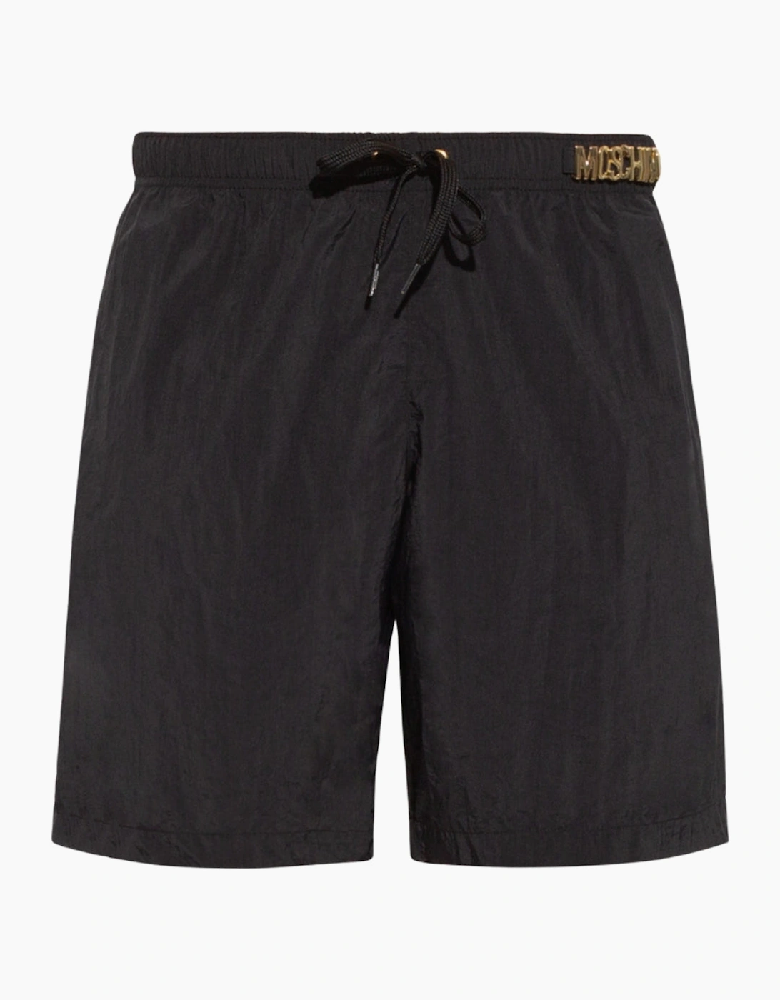 Men's Moschino Metal Logo Black Long Swim Shorts - Size: 33/32/32