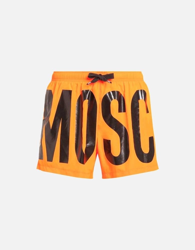 Brand Print Logo Bright Orange Short Swim Shorts