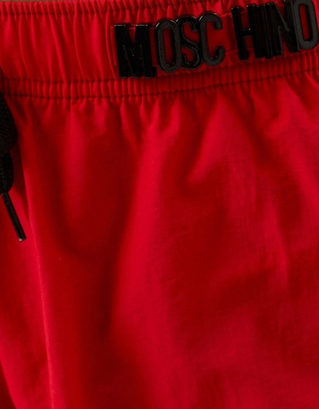 Metal Logo Red Long Swim Shorts