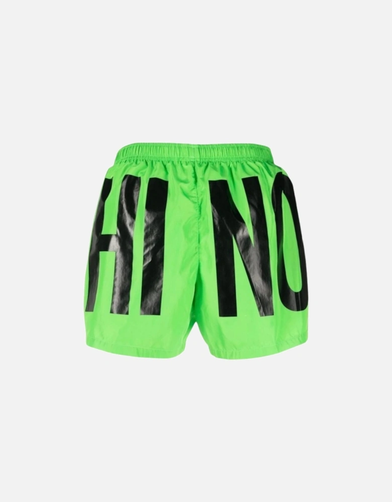 Brand Print Logo Green Short Swim Shorts