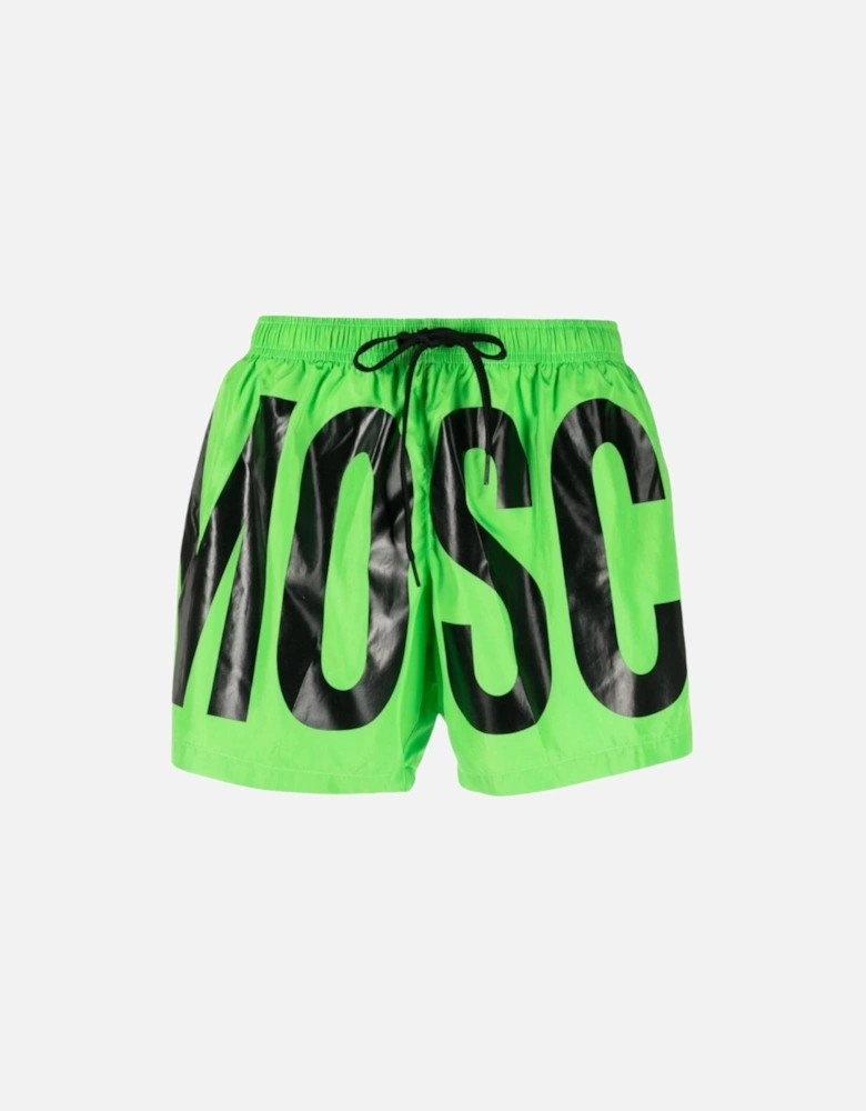 Brand Print Logo Green Short Swim Shorts