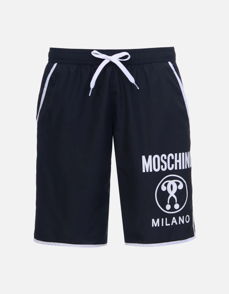 Milano Logo Black Long Swim Shorts