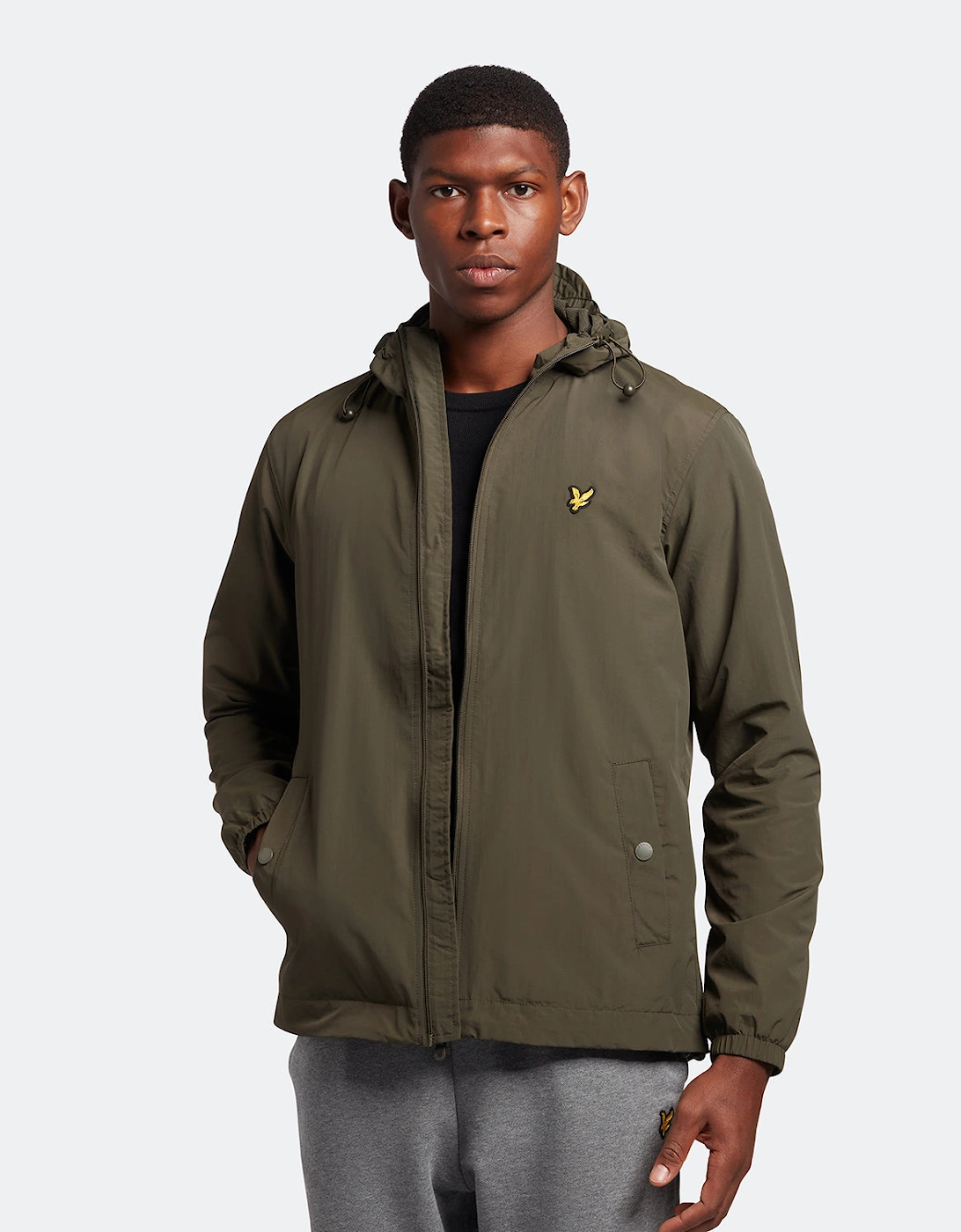 Lyle & Scott Branded Olive Hooded Short Lightweight Jacket