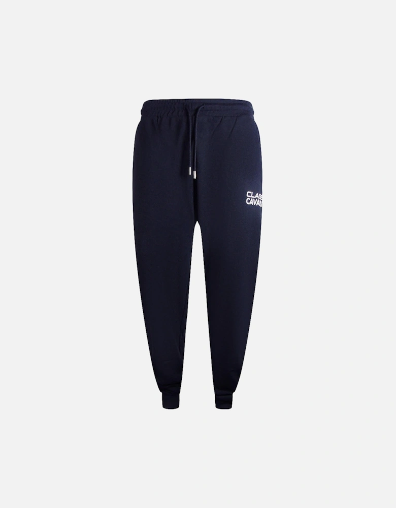 Cavalli Class Bold Brand Logo Navy Blue Sweatpants