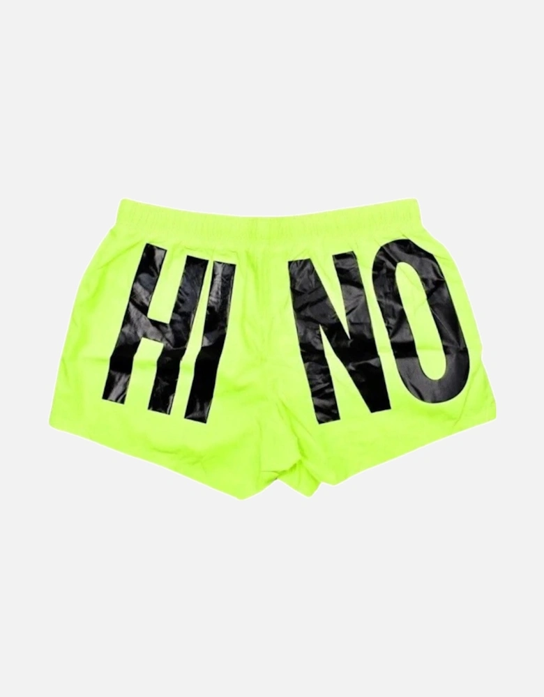 Brand Print Logo Highlighter Yellow Short Swim Shorts