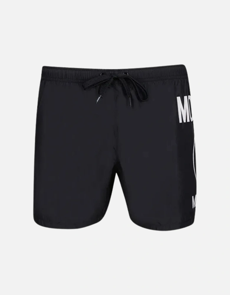 Large Circular Milano Logo Black Swim Shorts