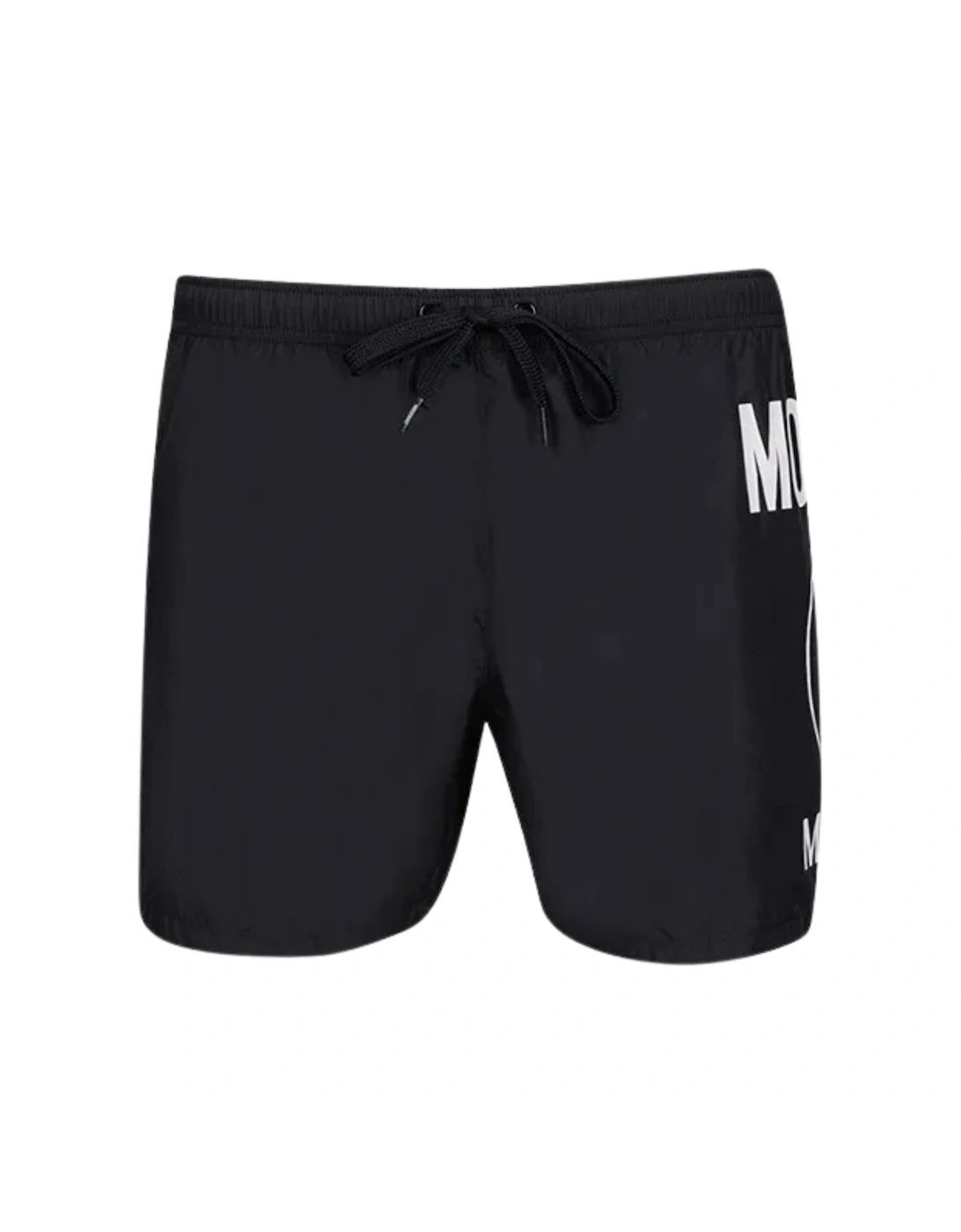Men's Moschino Large Circular Milano Logo Black Swim Shorts - Size: 37/36/32