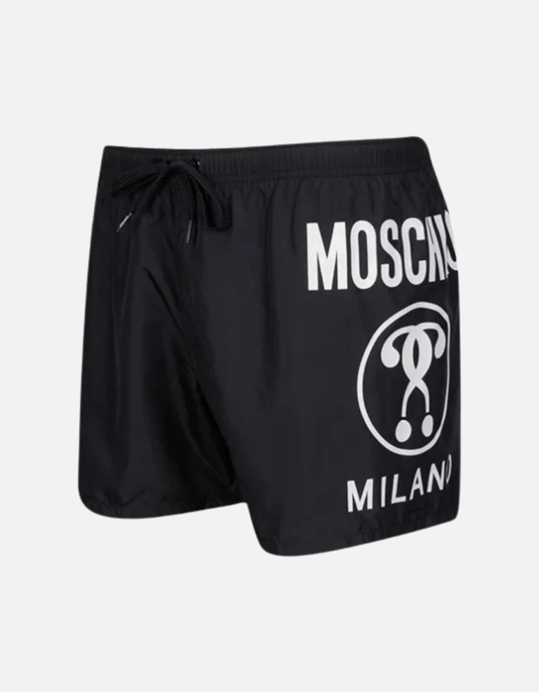 Large Circular Milano Logo Black Swim Shorts