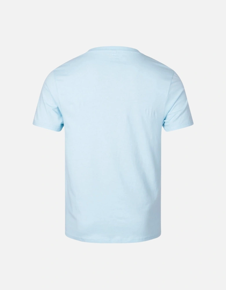 Taped Shoulder Logo Light Blue T-Shirt